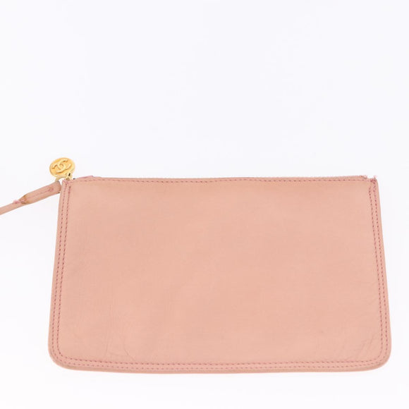 CHANEL Backpack Lamb Skin Pink Gold CC Auth 195704A