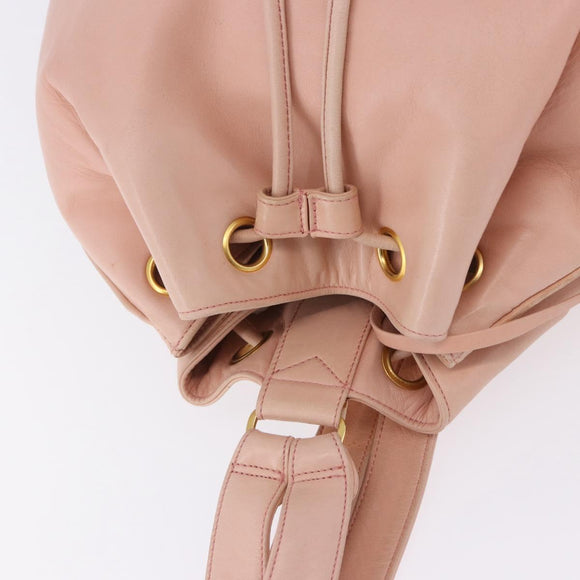 CHANEL Backpack Lamb Skin Pink Gold CC Auth 195704A