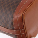 CELINE Macadam Canvas Shoulder Bag PVC Leather Brown Gold Auth 195708-12