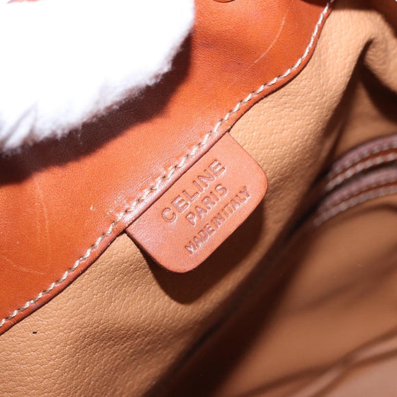 CELINE Macadam Canvas Shoulder Bag PVC Leather Brown Gold Auth 195708