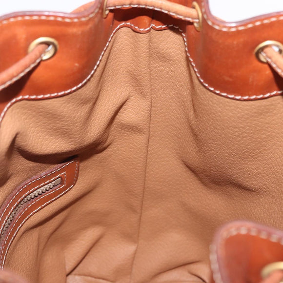 CELINE Macadam Canvas Shoulder Bag PVC Leather Brown Gold Auth 195708