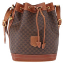 CELINE Macadam Canvas Shoulder Bag PVC Leather Brown Gold Auth 195708-2