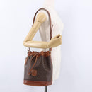 CELINE Macadam Canvas Shoulder Bag PVC Leather Brown Gold Auth 195708-24