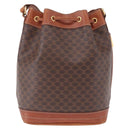 CELINE Macadam Canvas Shoulder Bag PVC Leather Brown Gold Auth 195708-3