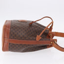 CELINE Macadam Canvas Shoulder Bag PVC Leather Brown Gold Auth 195708-4