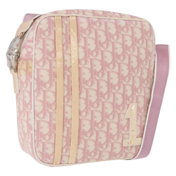 Christian Dior Trotter Canvas Shoulder Bag PVC Pink Silver Auth 195709