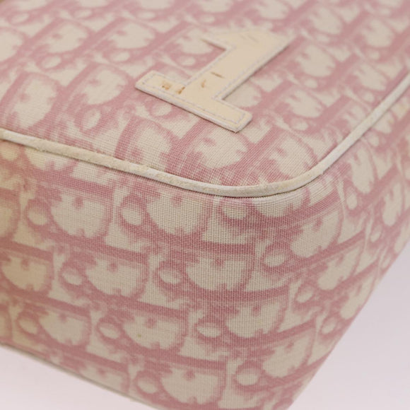 Christian Dior Trotter Canvas Shoulder Bag PVC Pink Silver Auth 195709