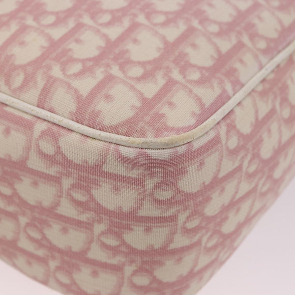 Christian Dior Trotter Canvas Shoulder Bag PVC Pink Silver Auth 195709