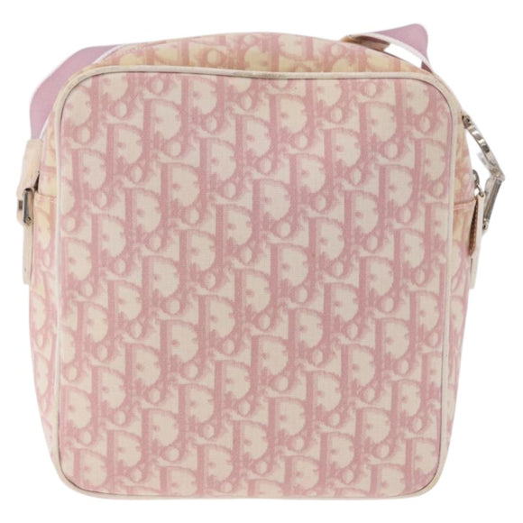 Christian Dior Trotter Canvas Shoulder Bag PVC Pink Silver Auth 195709