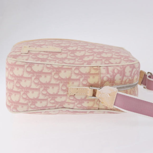 Christian Dior Trotter Canvas Shoulder Bag PVC Pink Silver Auth 195709