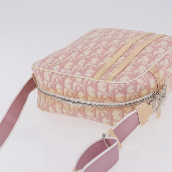 Christian Dior Trotter Canvas Shoulder Bag PVC Pink Silver Auth 195709