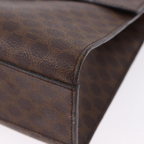 CELINE Macadam Canvas Hand Bag PVC Leather Brown Gold Auth 195710