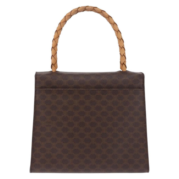 CELINE Macadam Canvas Hand Bag PVC Leather Brown Gold Auth 195710