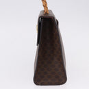CELINE Macadam Canvas Hand Bag PVC Leather Brown Gold Auth 195710-4