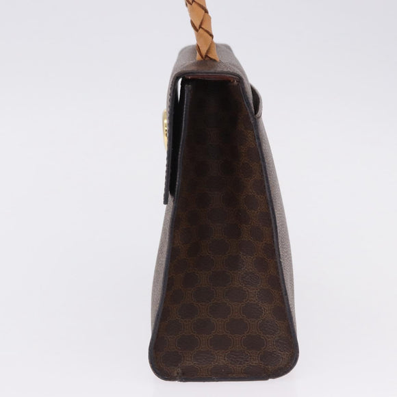 CELINE Macadam Canvas Hand Bag PVC Leather Brown Gold Auth 195710
