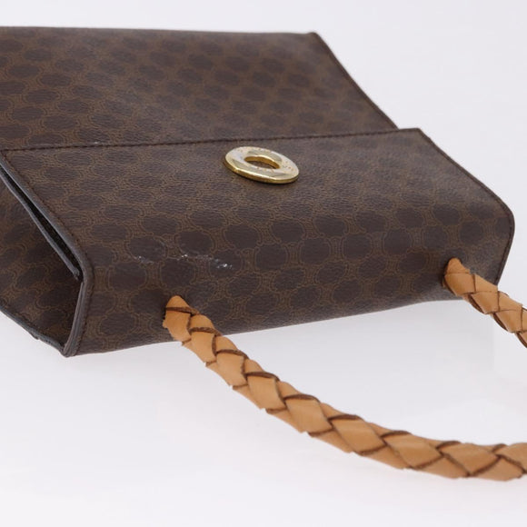 CELINE Macadam Canvas Hand Bag PVC Leather Brown Gold Auth 195710