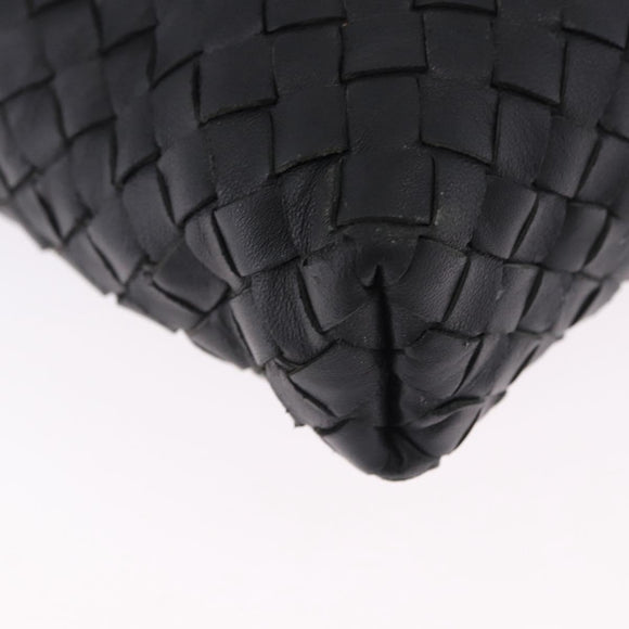 BOTTEGA VENETA INTRECCIATO Shoulder Bag Leather Black Gold Auth 195711A