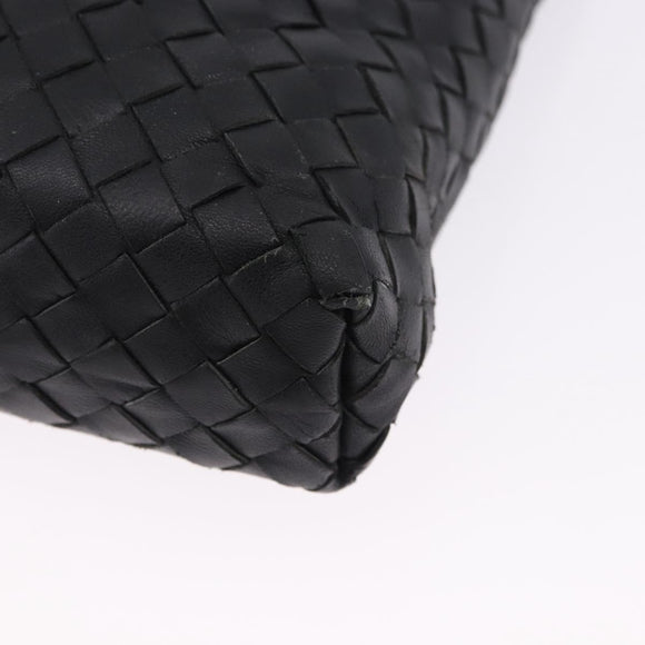 BOTTEGA VENETA INTRECCIATO Shoulder Bag Leather Black Gold Auth 195711A