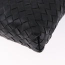 BOTTEGA VENETA INTRECCIATO Shoulder Bag Leather Black Gold Auth 195711A-15
