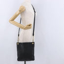 BOTTEGA VENETA INTRECCIATO Shoulder Bag Leather Black Gold Auth 195711A-24