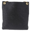 BOTTEGA VENETA INTRECCIATO Shoulder Bag Leather Black Gold Auth 195711A-3