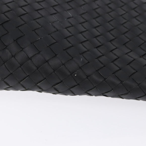 BOTTEGA VENETA INTRECCIATO Shoulder Bag Leather Black Gold Auth 195711A