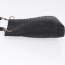 BOTTEGA VENETA INTRECCIATO Shoulder Bag Leather Black Gold Auth 195711A-6
