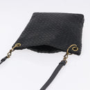 BOTTEGA VENETA INTRECCIATO Shoulder Bag Leather Black Gold Auth 195711A-7