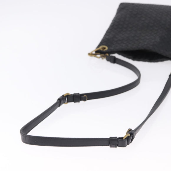 BOTTEGA VENETA INTRECCIATO Shoulder Bag Leather Black Gold Auth 195711A