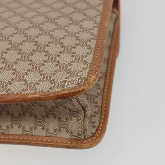 CELINE Macadam Canvas Shoulder Bag PVC Beige Gold Auth 195715