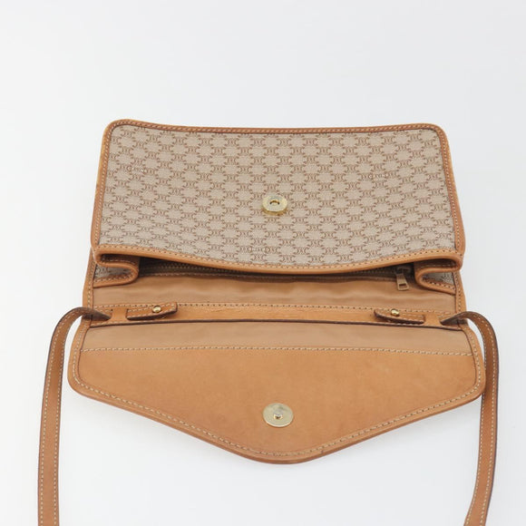 CELINE Macadam Canvas Shoulder Bag PVC Beige Gold Auth 195715