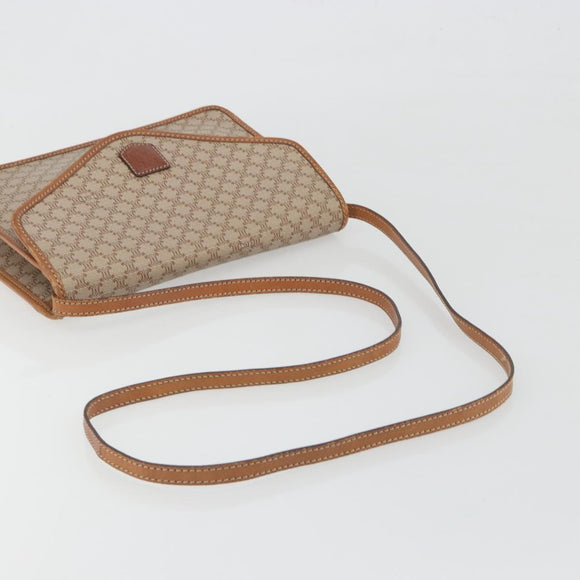 CELINE Macadam Canvas Shoulder Bag PVC Beige Gold Auth 195715