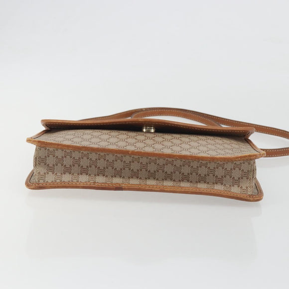 CELINE Macadam Canvas Shoulder Bag PVC Beige Gold Auth 195715
