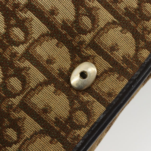 Christian Dior Trotter Canvas Chain Shoulder Bag Beige Gold Auth 195716