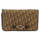 Christian Dior Trotter Canvas Chain Shoulder Bag Beige Gold Auth 195716-2