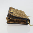 Christian Dior Trotter Canvas Chain Shoulder Bag Beige Gold Auth 195716-4