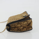 Christian Dior Trotter Canvas Chain Shoulder Bag Beige Gold Auth 195716-5