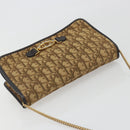 Christian Dior Trotter Canvas Chain Shoulder Bag Beige Gold Auth 195716-6