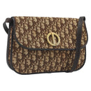 Christian Dior Trotter Canvas Shoulder Bag Beige Gold Auth 195717-1