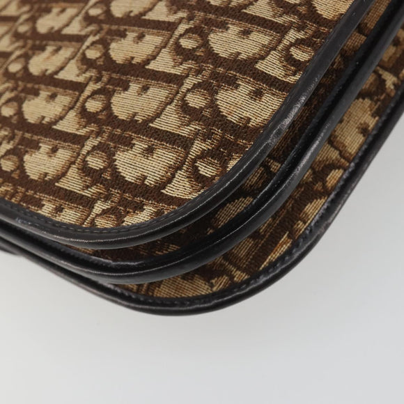 Christian Dior Trotter Canvas Shoulder Bag Beige Gold Auth 195717