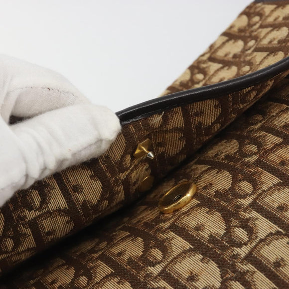Christian Dior Trotter Canvas Shoulder Bag Beige Gold Auth 195717
