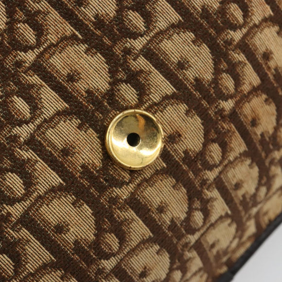 Christian Dior Trotter Canvas Shoulder Bag Beige Gold Auth 195717