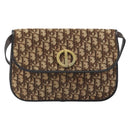 Christian Dior Trotter Canvas Shoulder Bag Beige Gold Auth 195717-2