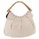 GUCCI Bamboo Shoulder Bag Leather Ivory Gold 124293 Auth 195718A-1