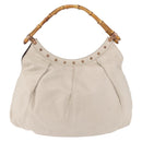 GUCCI Bamboo Shoulder Bag Leather Ivory Gold 124293 Auth 195718A-2