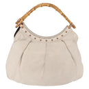 GUCCI Bamboo Shoulder Bag Leather Ivory Gold 124293 Auth 195718A-4