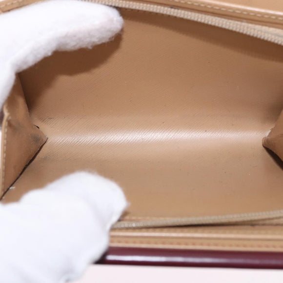 CARTIER Hand Wallet Trinity Leather Bordeaux Gold Silver Auth 195719A