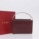 CARTIER Hand Wallet Trinity Leather Bordeaux Gold Silver Auth 195719A-22