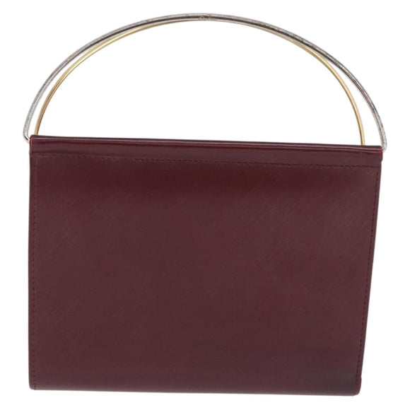 CARTIER Hand Wallet Trinity Leather Bordeaux Gold Silver Auth 195719A