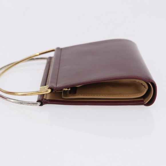 CARTIER Hand Wallet Trinity Leather Bordeaux Gold Silver Auth 195719A